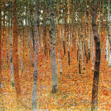  rojo Pintura - Hayedo I bosque rojo de Gustav Klimt